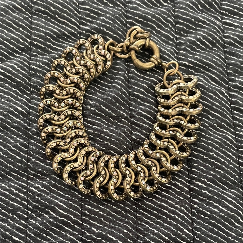 Vintage Bronze Tone Bracelet with Iridescent Stones - Picture 2 of 9